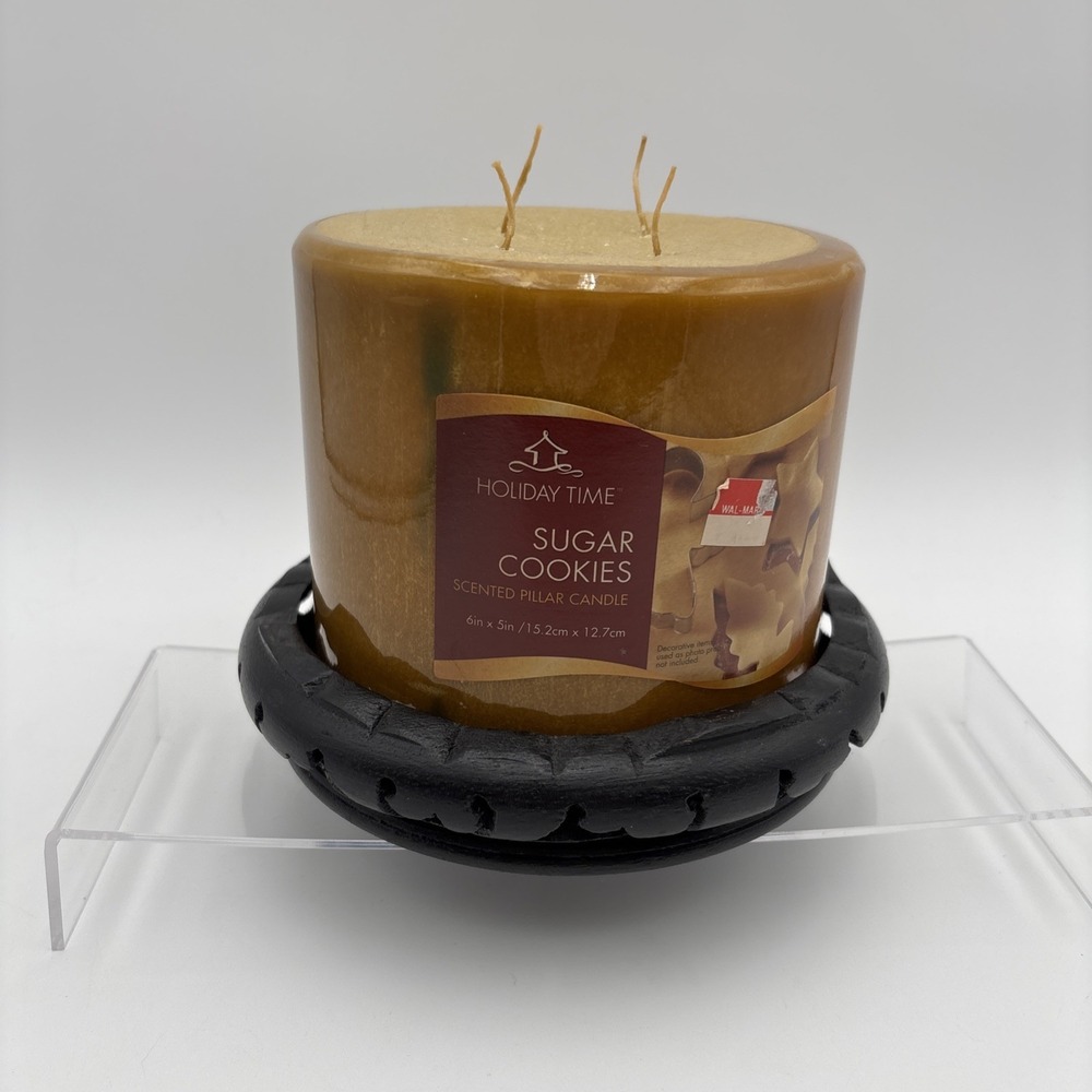 Vintage Christmas Sugar Cookies Pillar Candle 4 Wick‎ 6x5 Rare Holiday Time NEW
